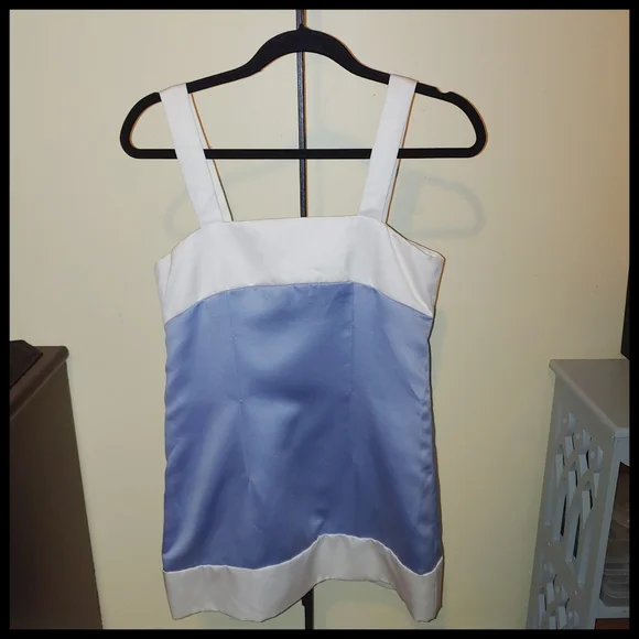 Blue and White Satin Top - Picture 3 of 7